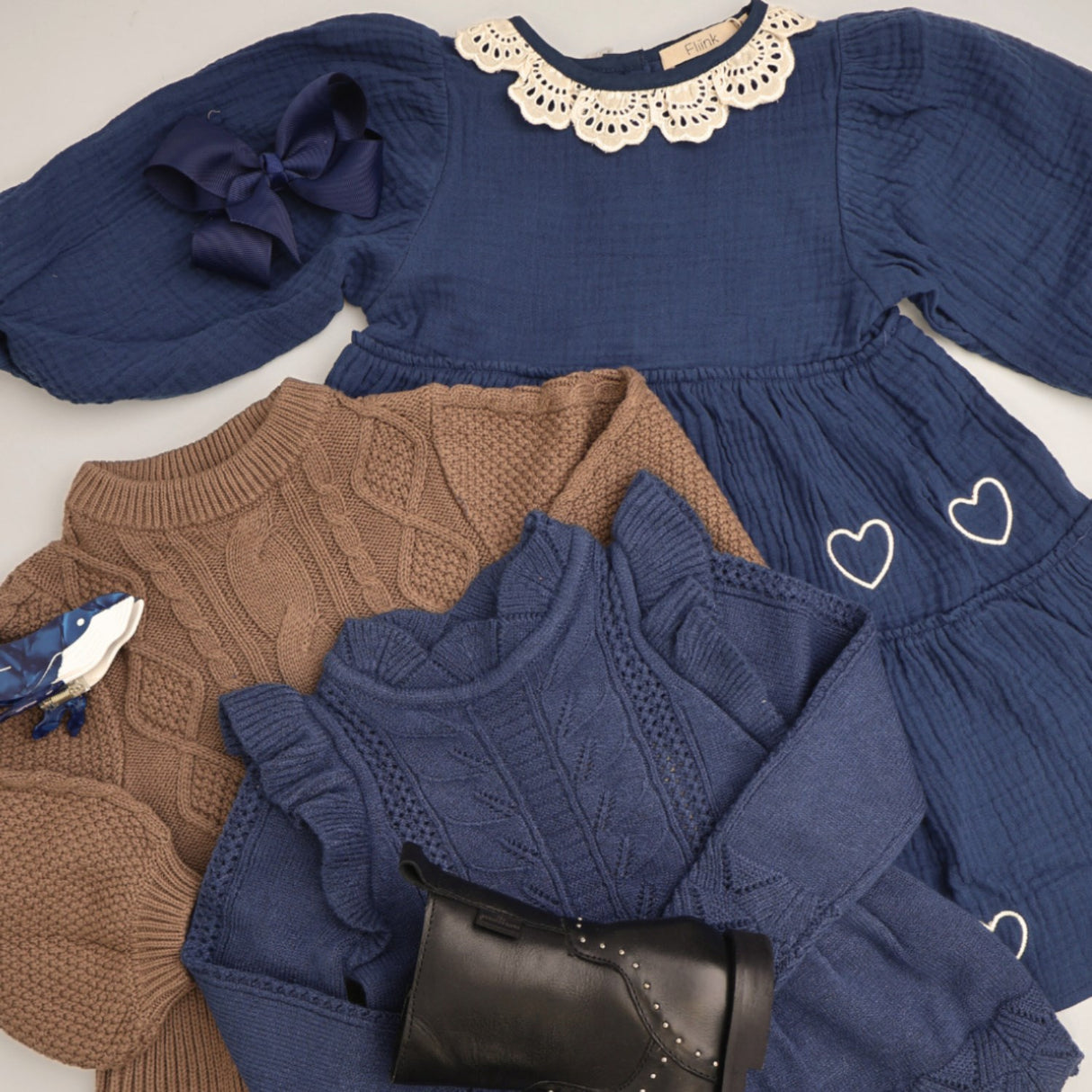 Fliink Insignia Blue / Sandshell Elmo Heart Ls Klänning