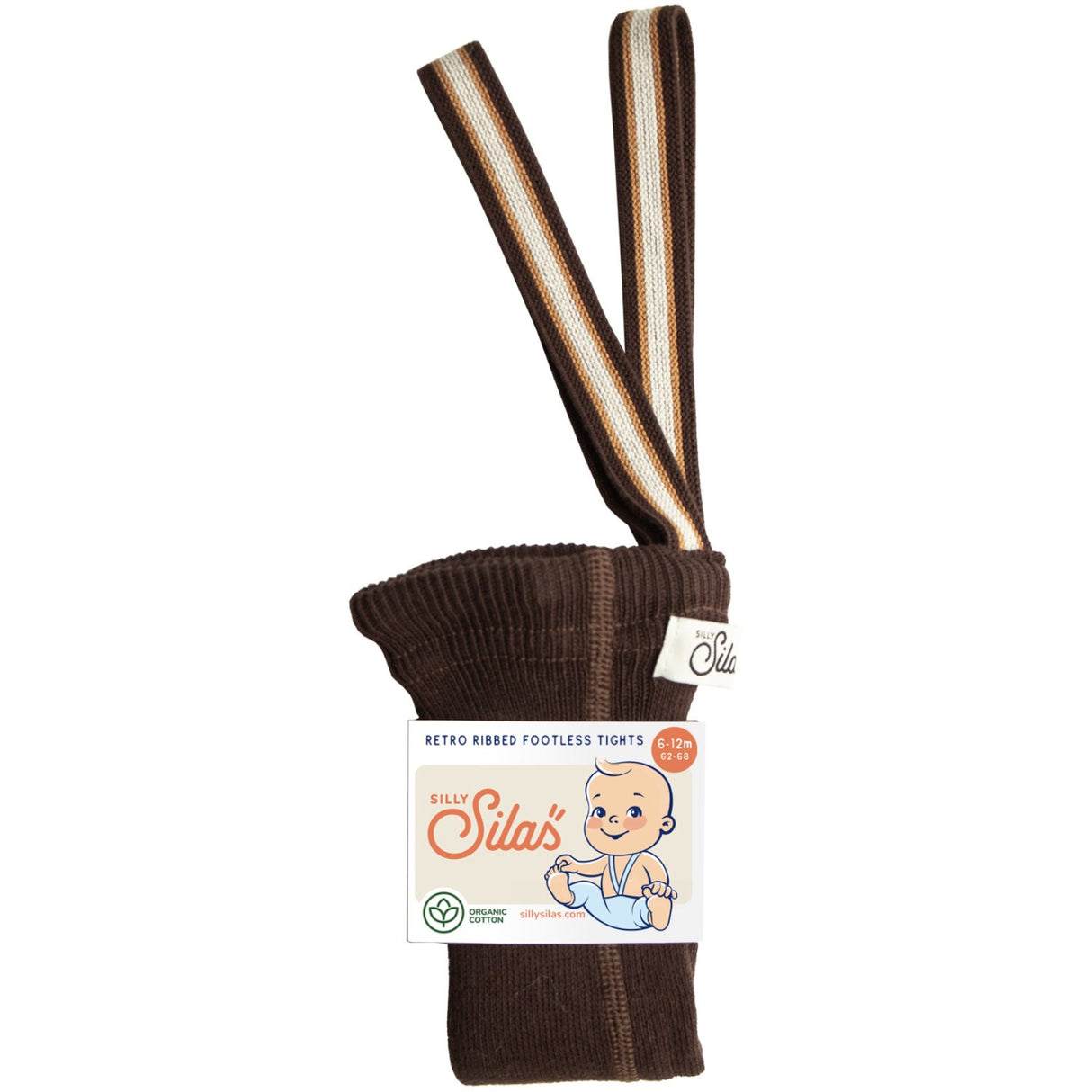 Silly Silas Chocolate Brown Striped Footless Strumpbyxar