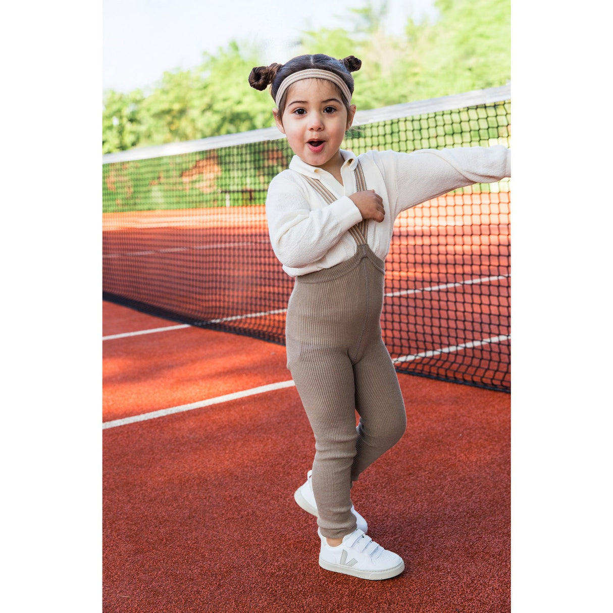 Silly Silas Oyster Grey Striped Footless Strumpbyxar