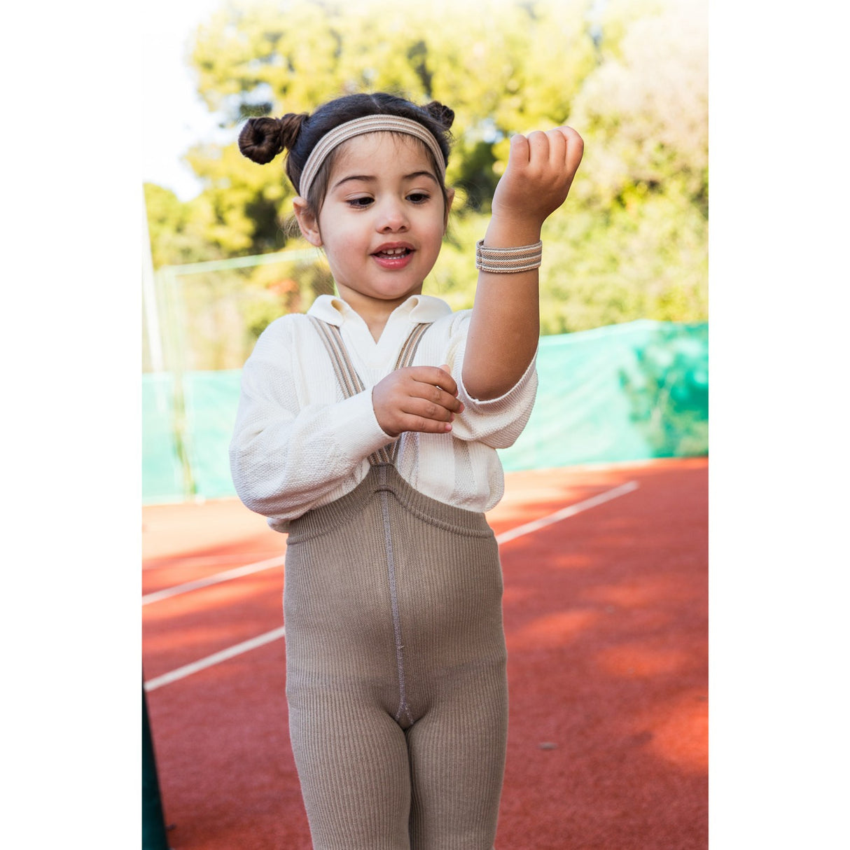 Silly Silas Oyster Grey Striped Footless Strumpbyxar