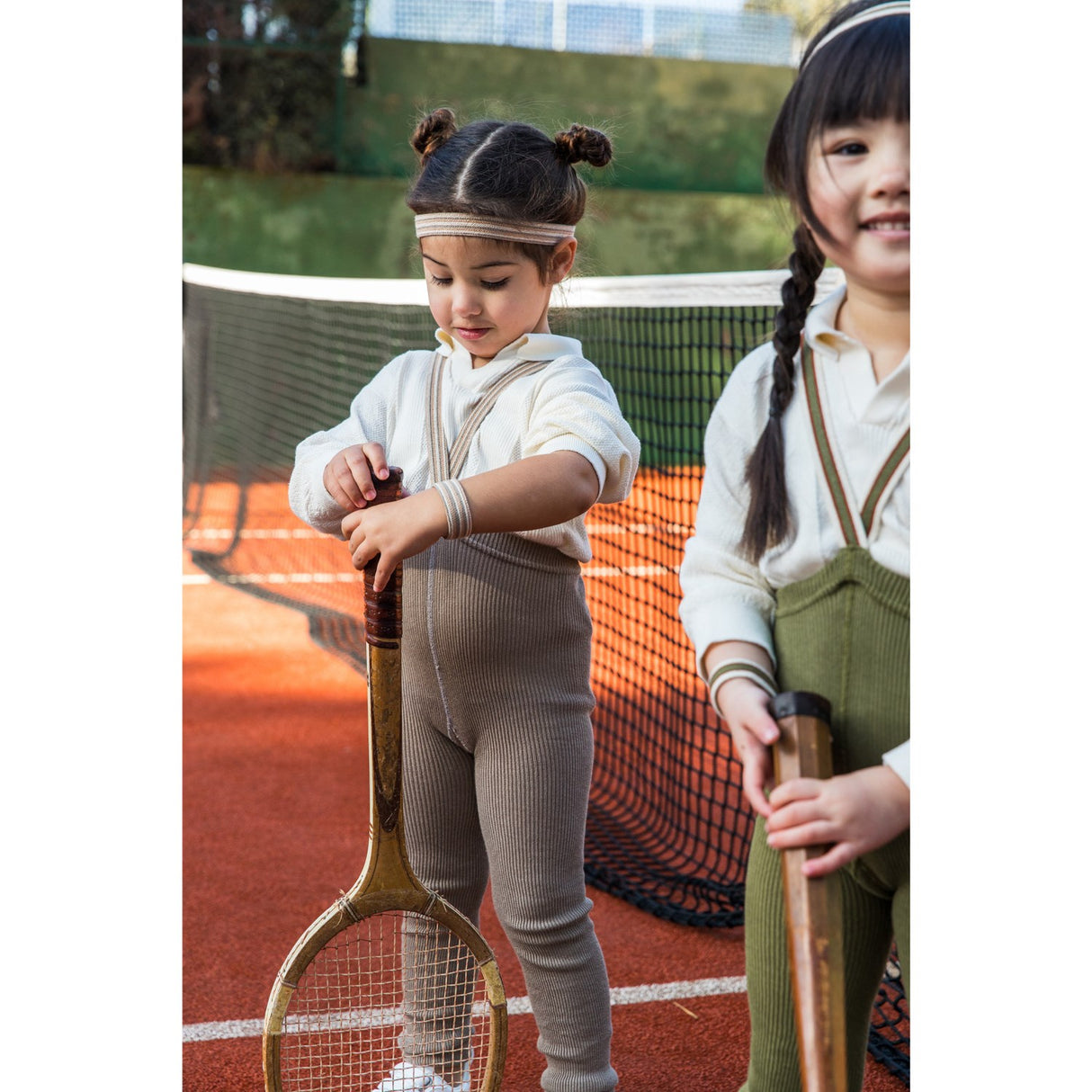 Silly Silas Oyster Grey Striped Footless Strumpbyxar