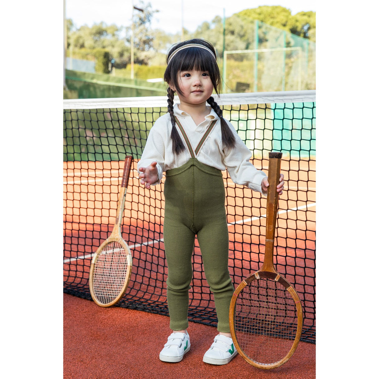 Silly Silas Olive Striped Footless Strumpbyxar