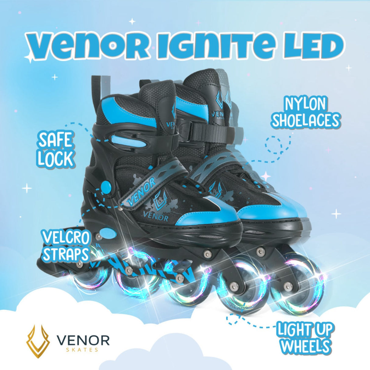 VENOR Black/Blue Ignite LED Inliners