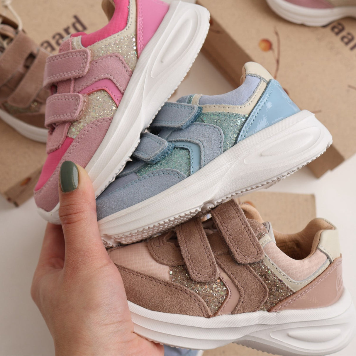 Bisgaard Blush Glitter Yuki Glitter Kardborreband Skor