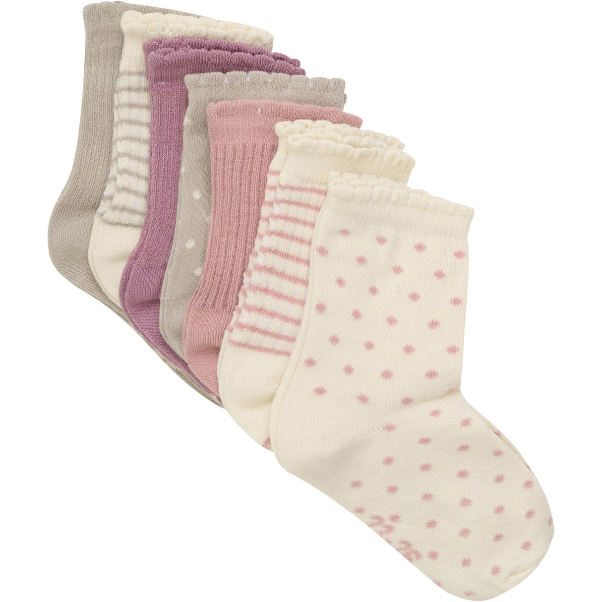 Minymo Ash Rose Strumpor Med Pattern 7-Pack