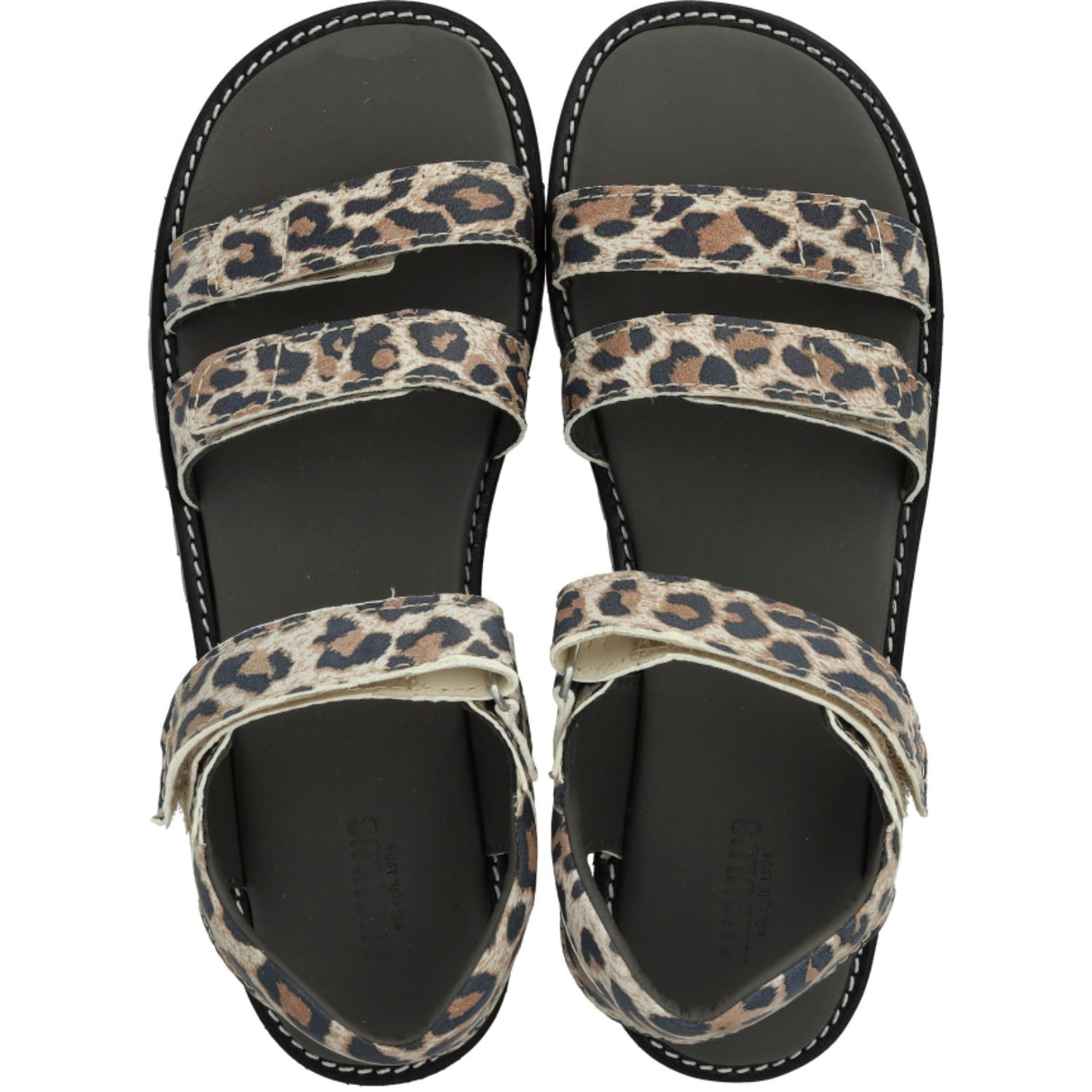 Angulus Leopard Mocka Justerbar Lädersandal med Kardborreband
