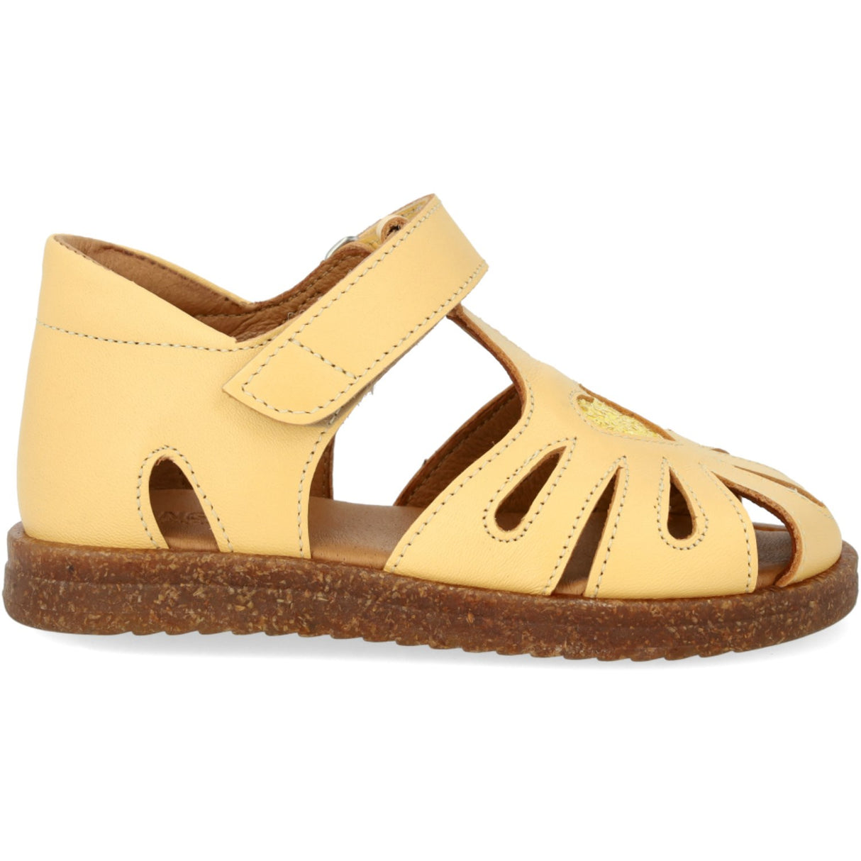 Angulus Mellow Yellow/Pineapple Glitter Läder Hjärta Sandal med Glittrande Glitter Hjärta