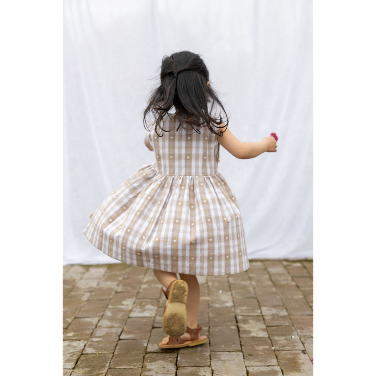 Petit Piao Off White Heart Klänning S/L Woven