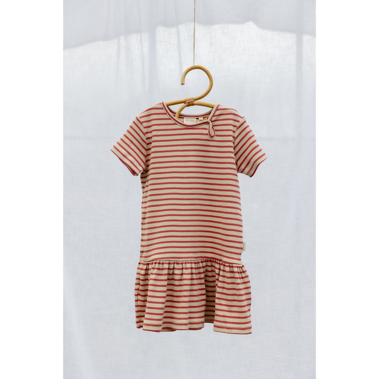 Petit Piao Light Berry/Dark Off White Klänning S/S Modal Striped