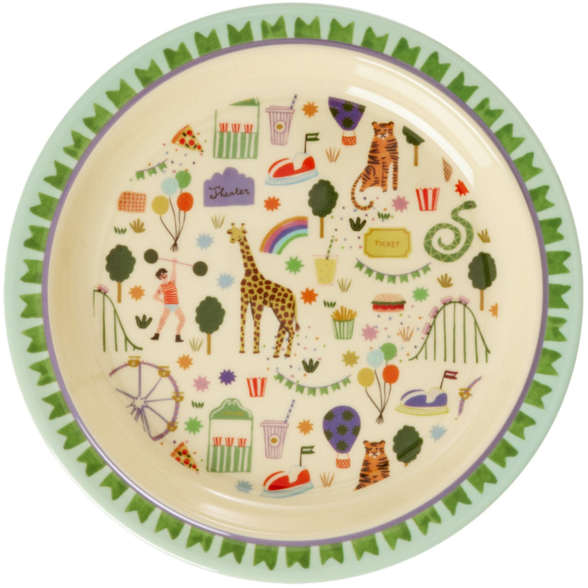 Rice Fun Fair Print Mint Melamine Kids Frokosttallerken