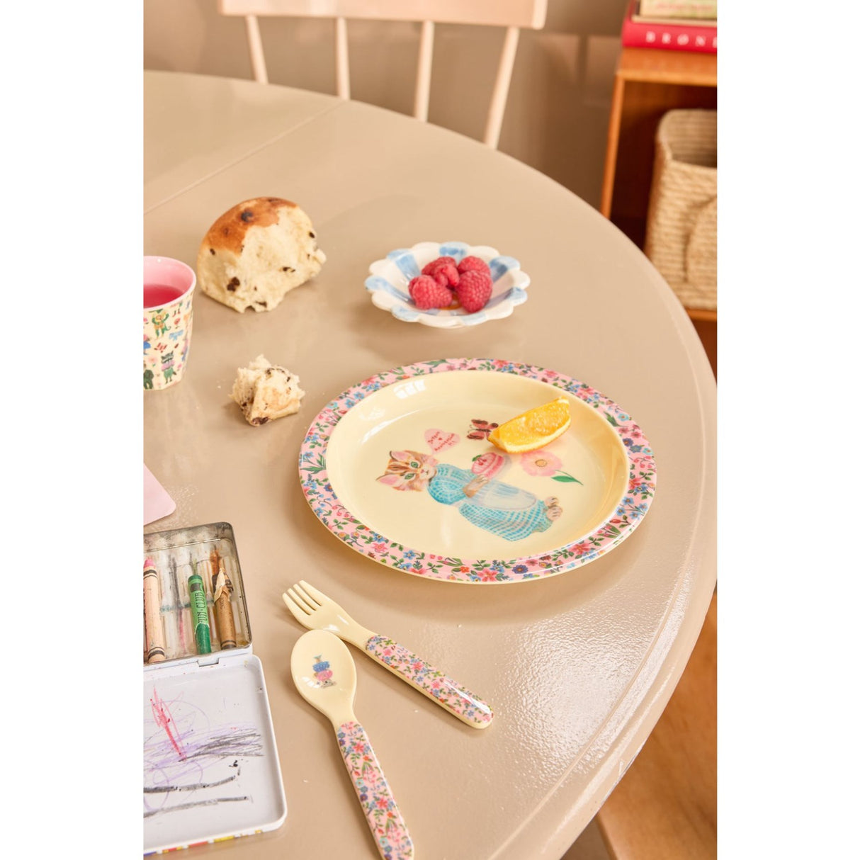 Rice Nathalie Lété Theme Pink Melamine Kids Frokosttallerken