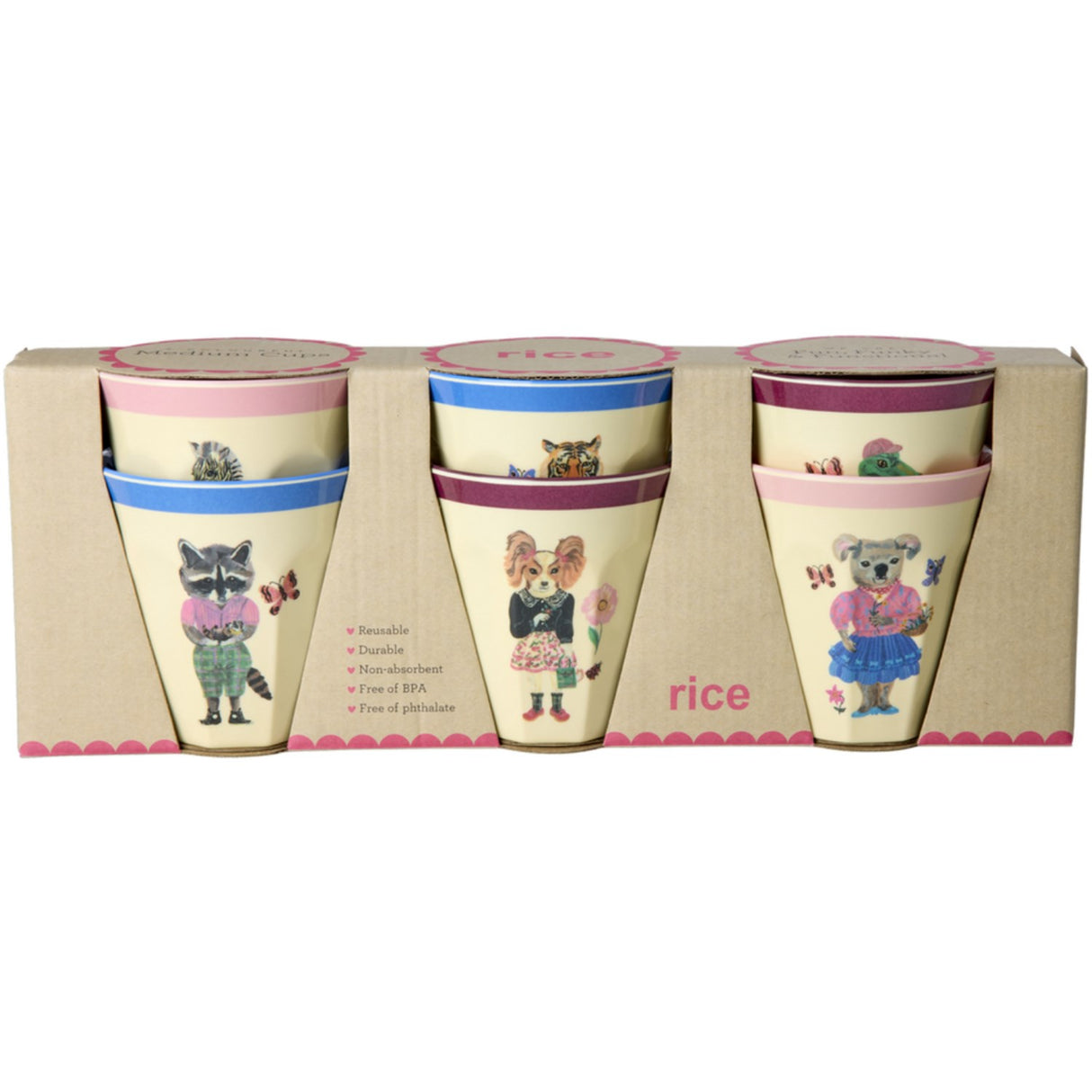 Rice Nathalie Lété Theme Melamine Koppar Medium 6 Pack