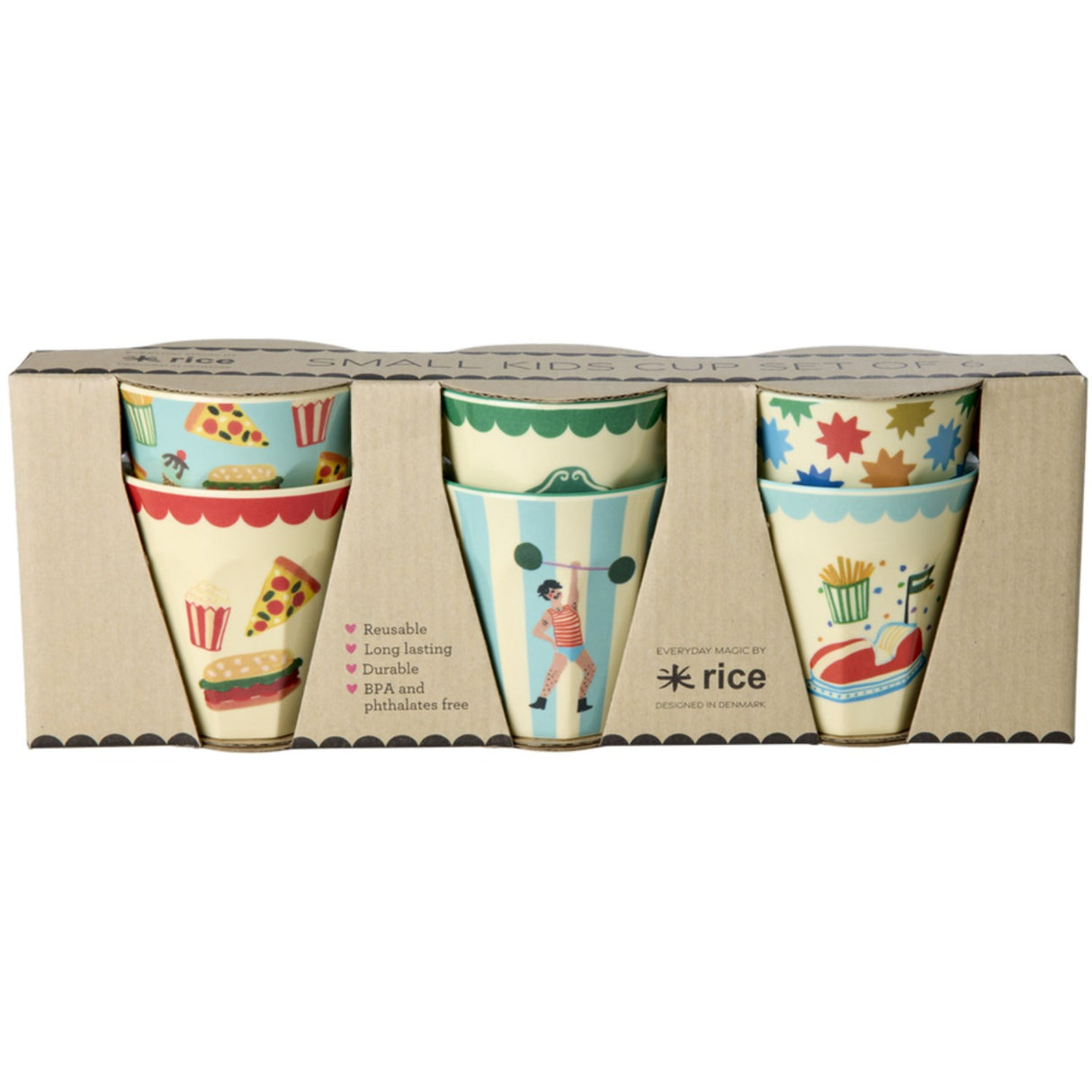 Rice Fun Fair Print Mint Melamine Kopper Small 6 Pack