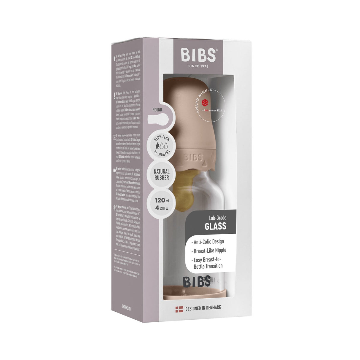 Bibs Blush Glass Boheme Baby Flaska Round Latex Slow Flow