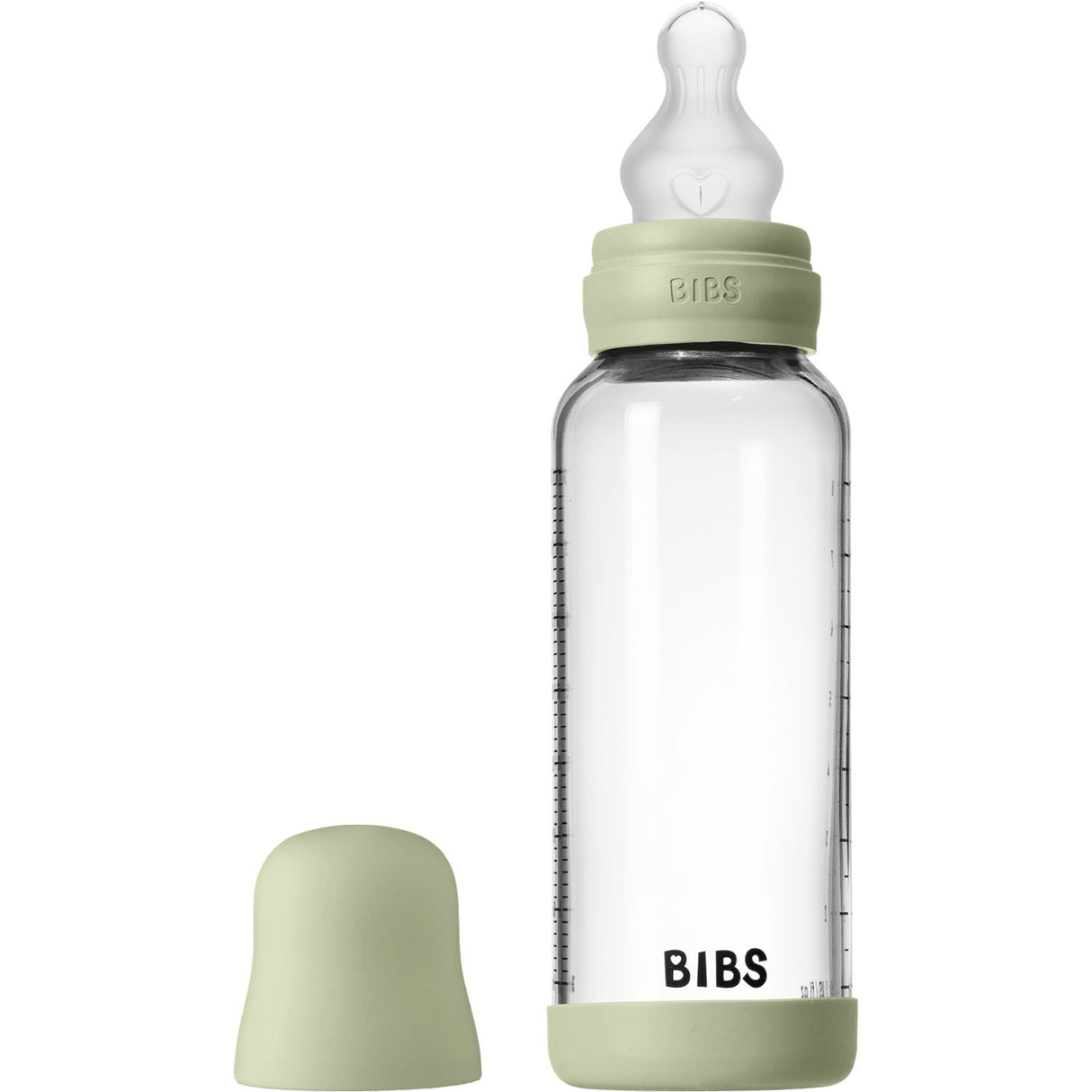 Bibs Sage Glass Baby Flaska Round Silicone Medium Flow