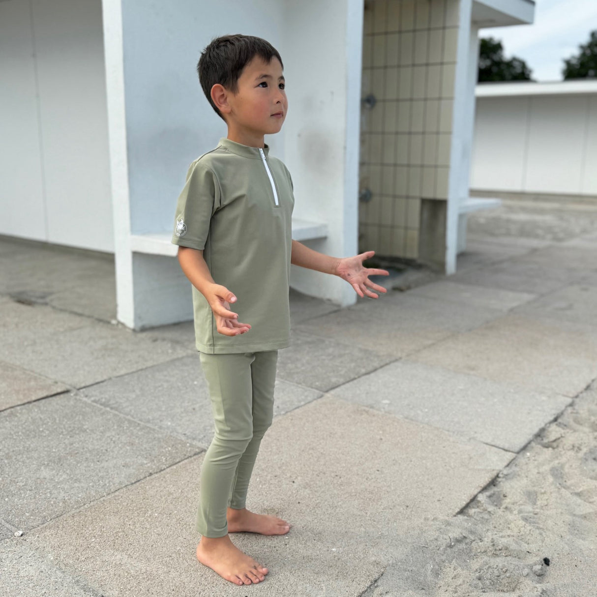 Petit Crabe Olive Max Half Zip Uv-Swim Skjorta S/S