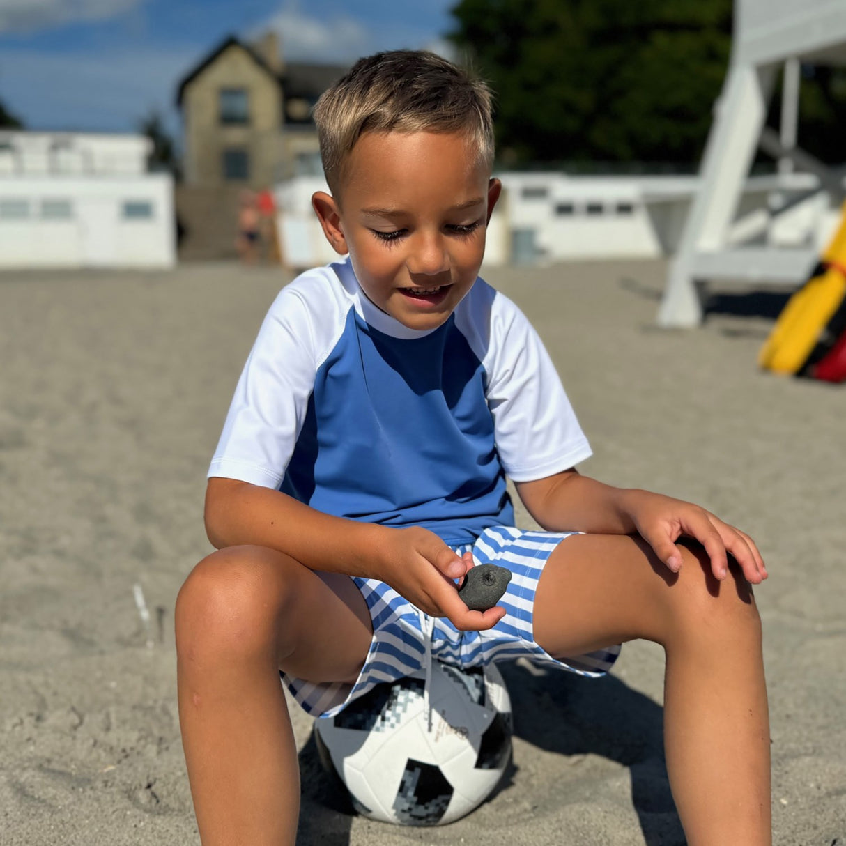 Petit Crabe Sapphire/White Raglan Uv-Swim Bluse S/S