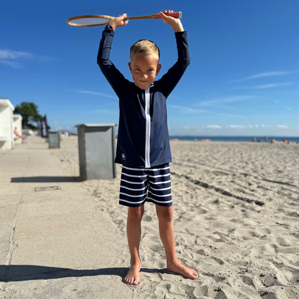 Petit Crabe Blue Basic Dragkedja Uv-Swim Skjorta L/S