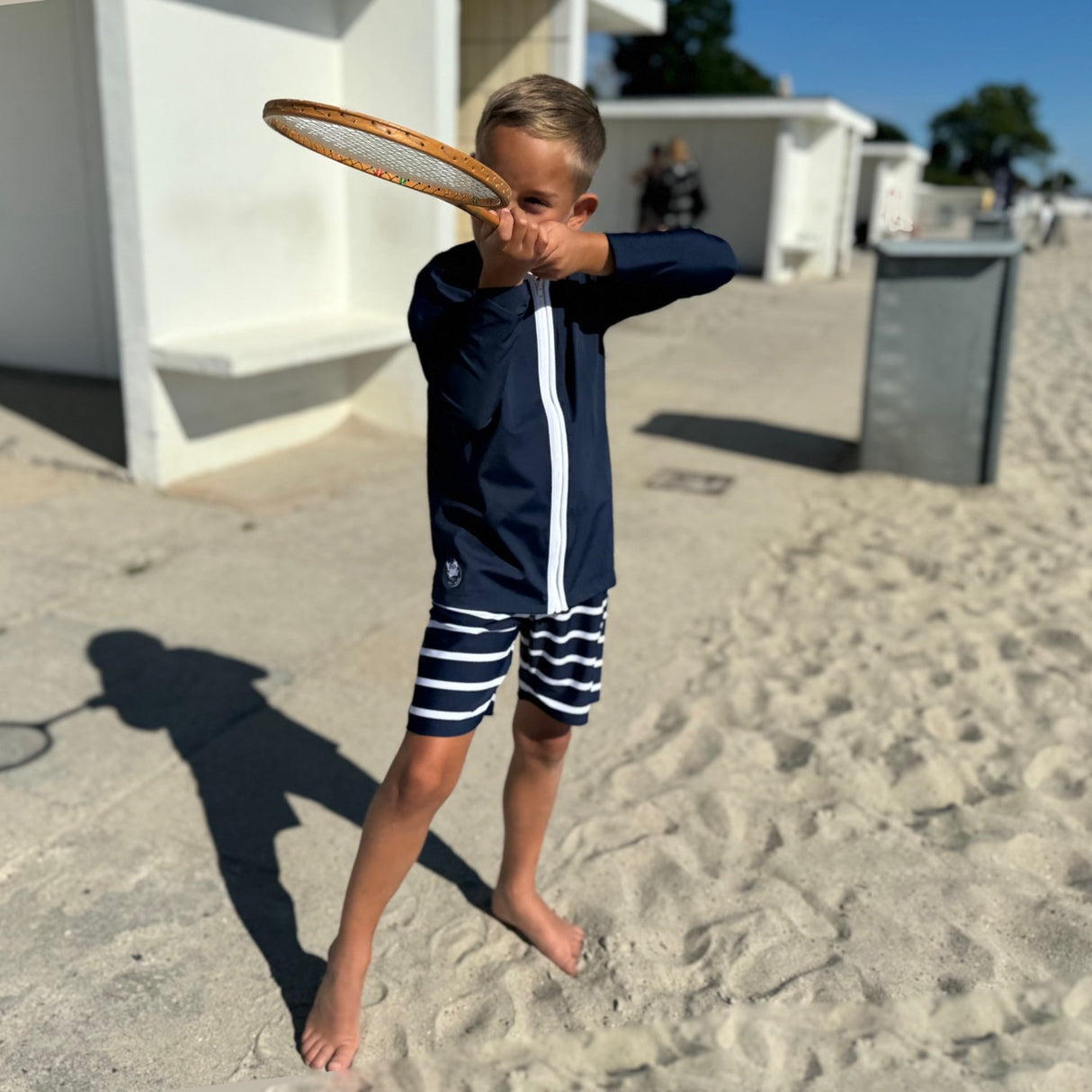 Petit Crabe Blue Basic Dragkedja Uv-Swim Skjorta L/S