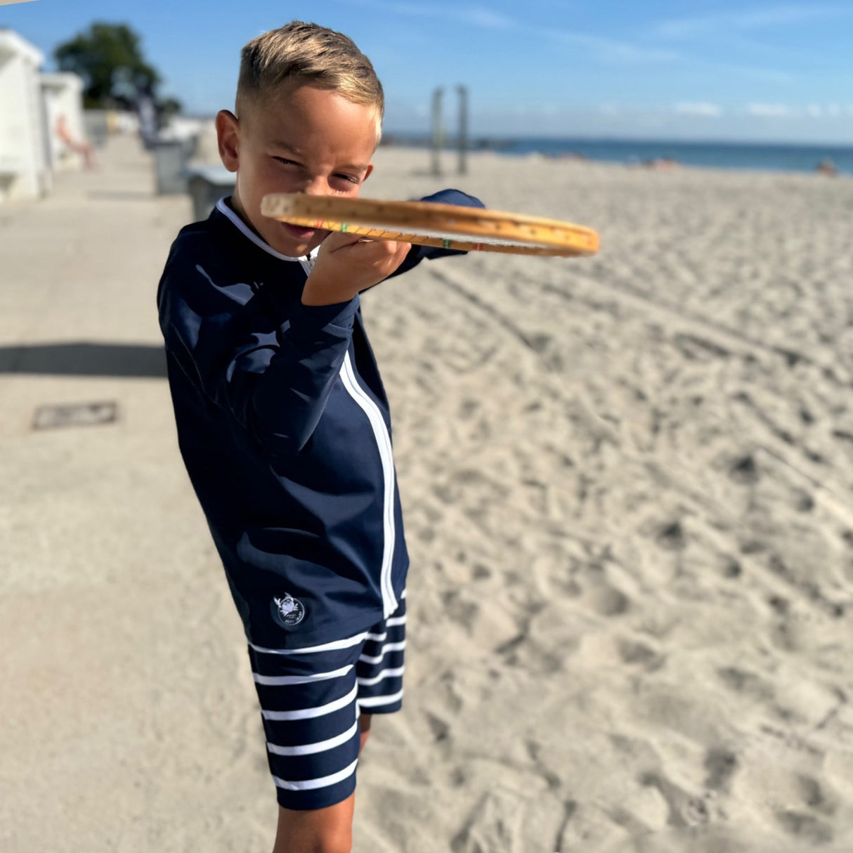 Petit Crabe Blue Basic Dragkedja Uv-Swim Skjorta L/S