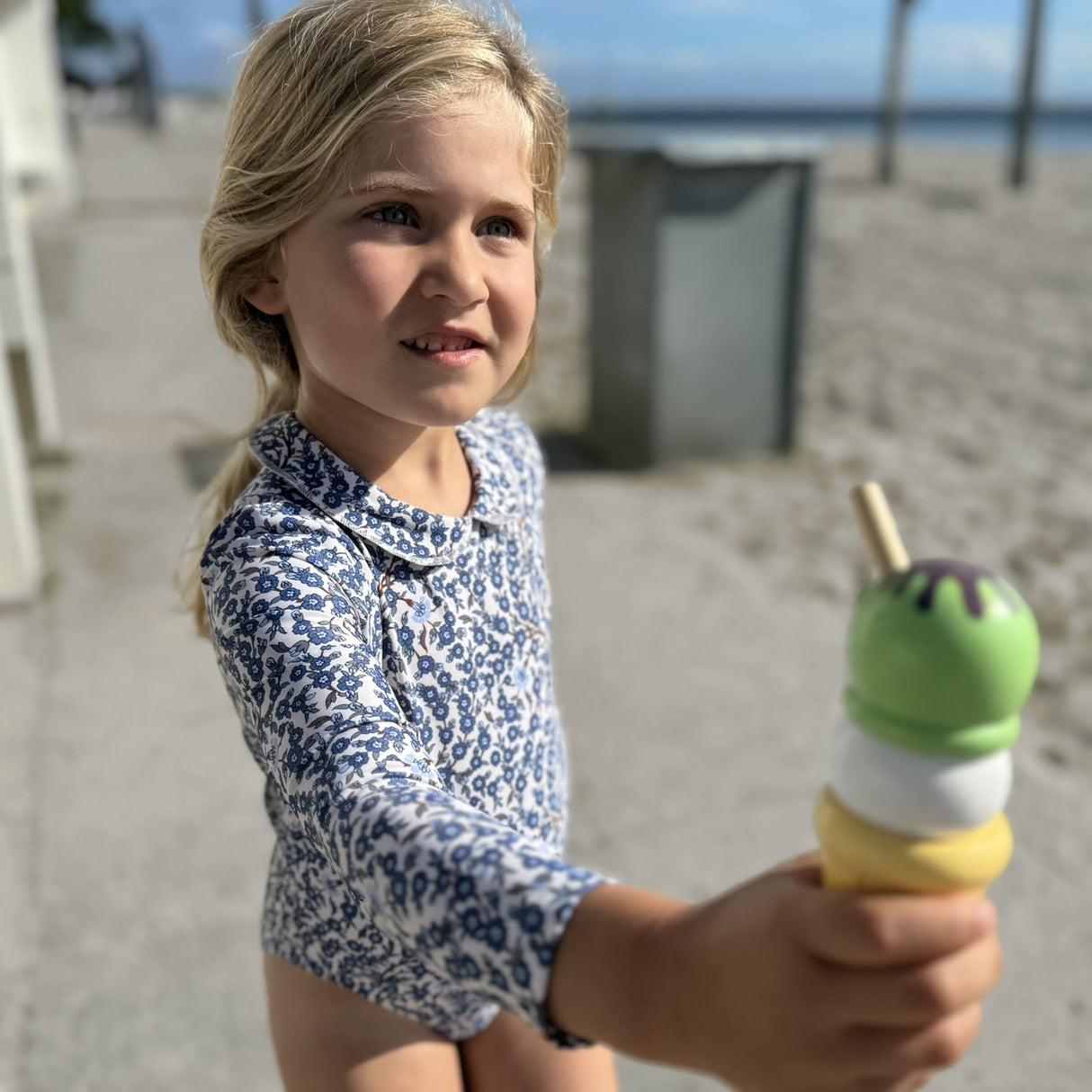 Petit Crabe Empress B Peeter Pan Krage Baddräkt L/S - Made Med Liberty© Tyg