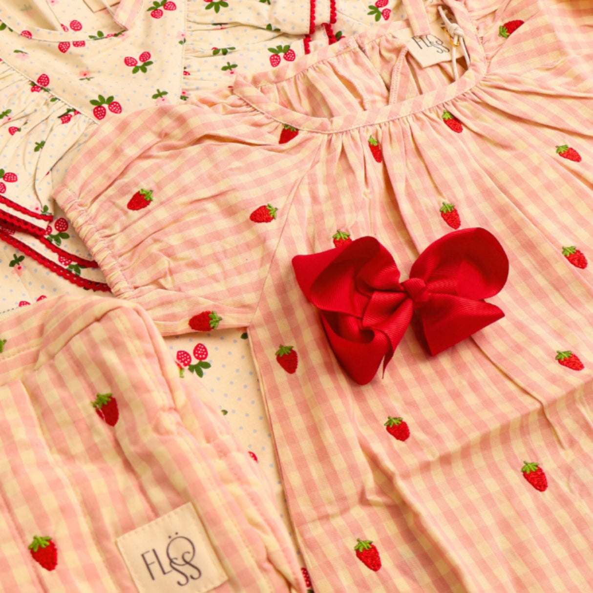 Flöss Rosa Berry Gingham Dolly Klänning