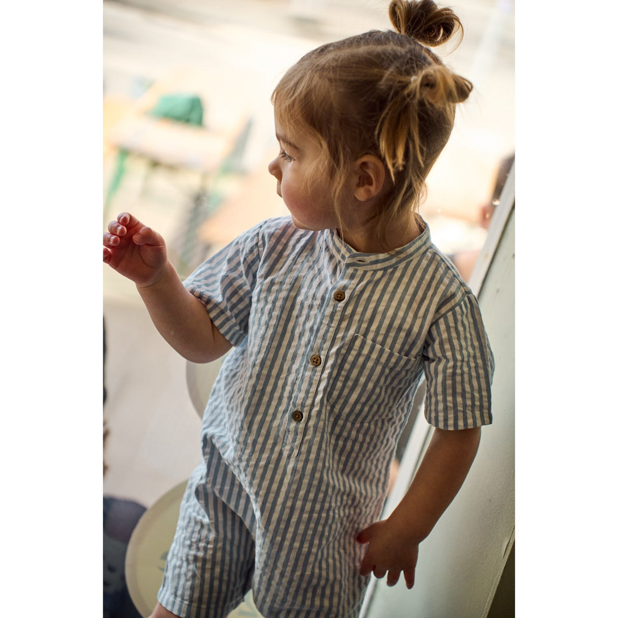 THE NEW Siblings X Luksusbaby Blue Fog Striped Ojo Byxdress