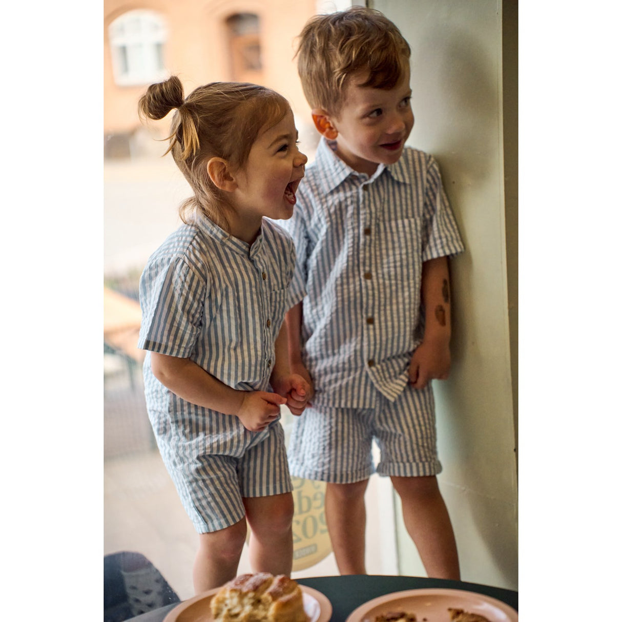 THE NEW Siblings X Luksusbaby Blue Fog Striped Ojo Byxdress