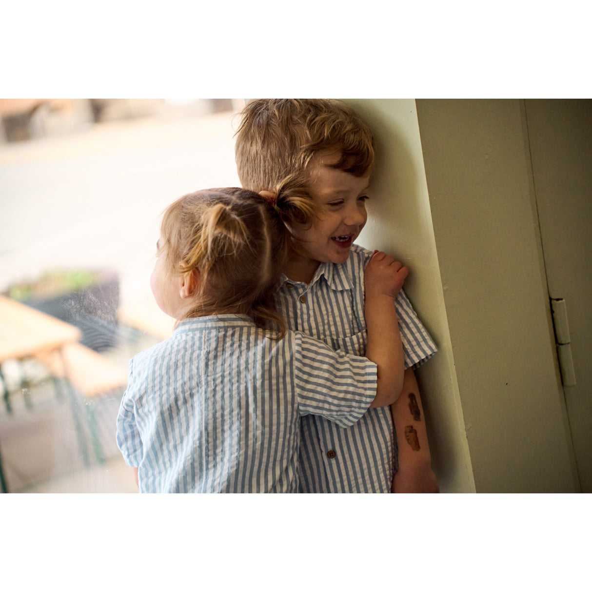 THE NEW Siblings X Luksusbaby Blue Fog Striped Ojo Byxdress