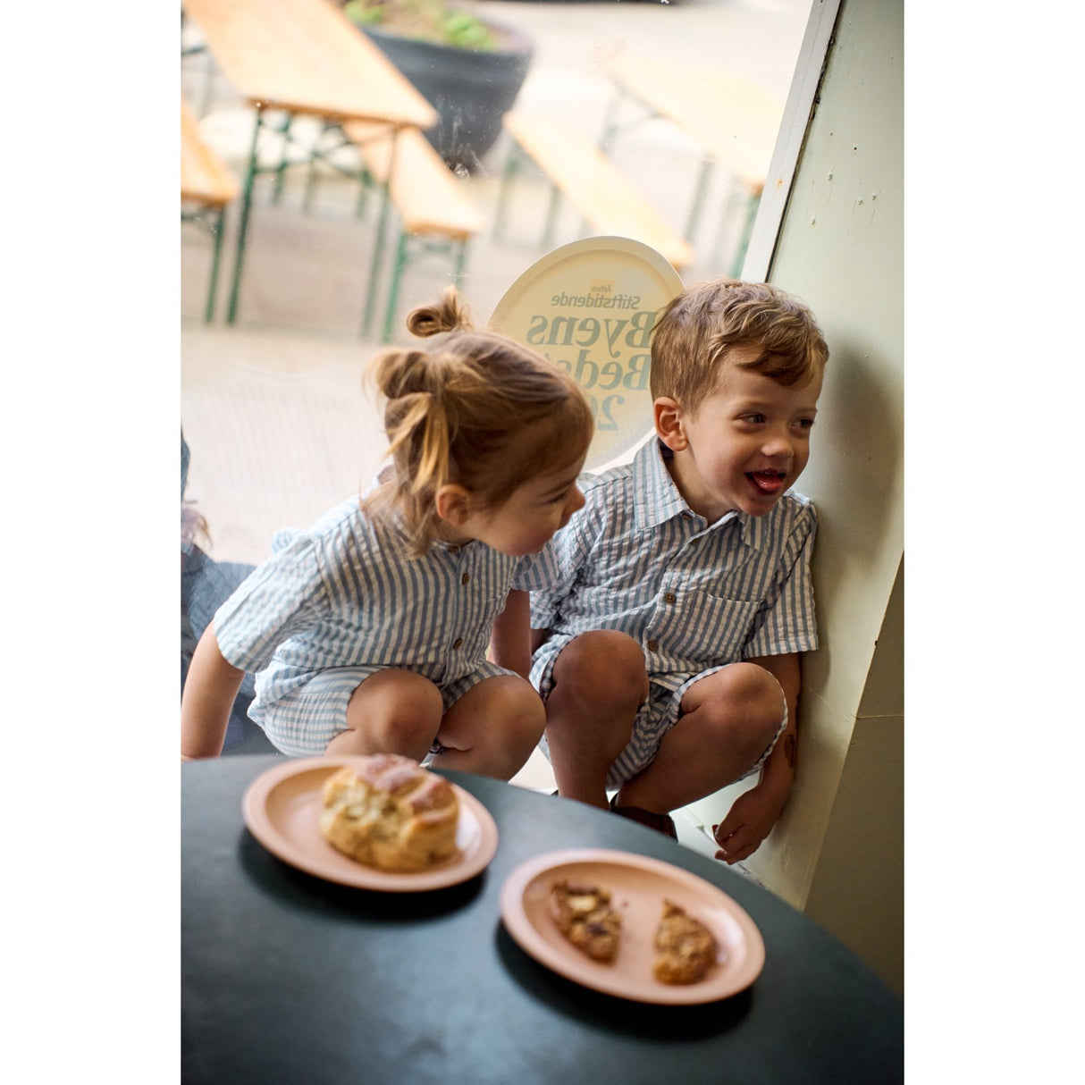THE NEW Siblings X Luksusbaby Blue Fog Striped Ojo Shorts