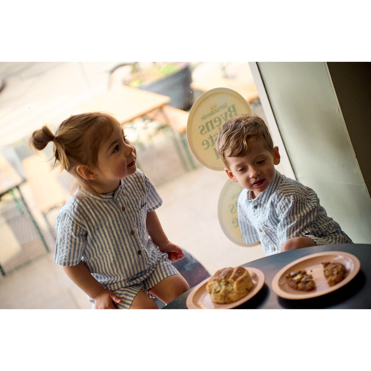 THE NEW Siblings X Luksusbaby Blue Fog Striped Ojo Byxdress