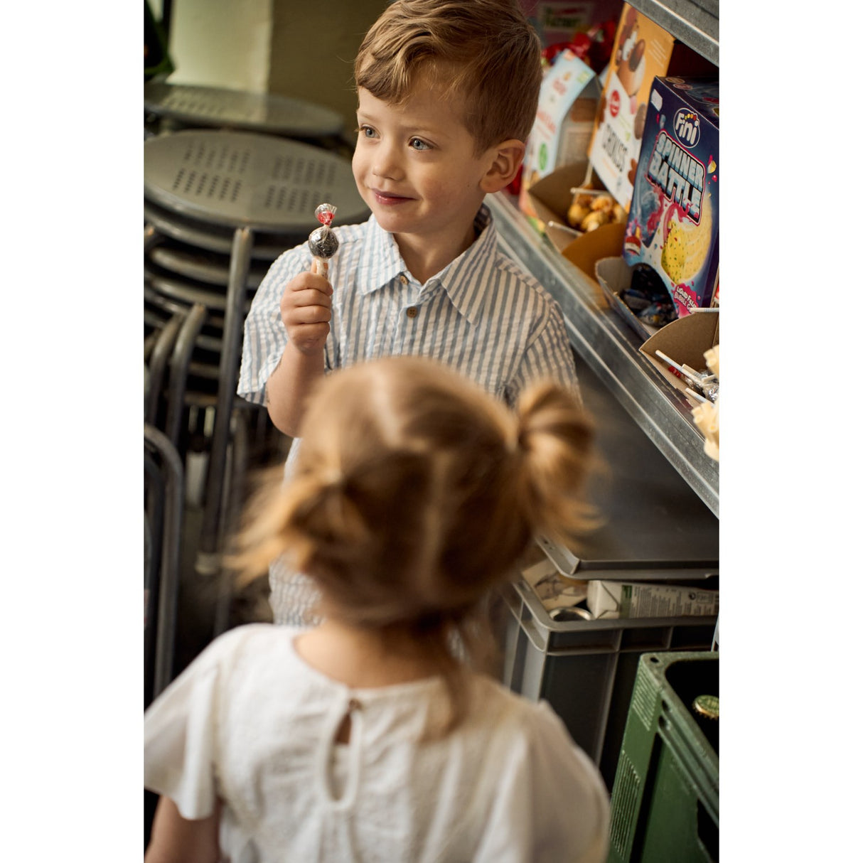 THE NEW Siblings X Luksusbaby Blue Fog Striped Ojo Skjorta