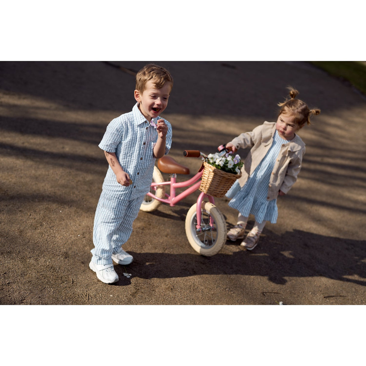 THE NEW Siblings X Luksusbaby Blue Fog Striped Ojo Klänning