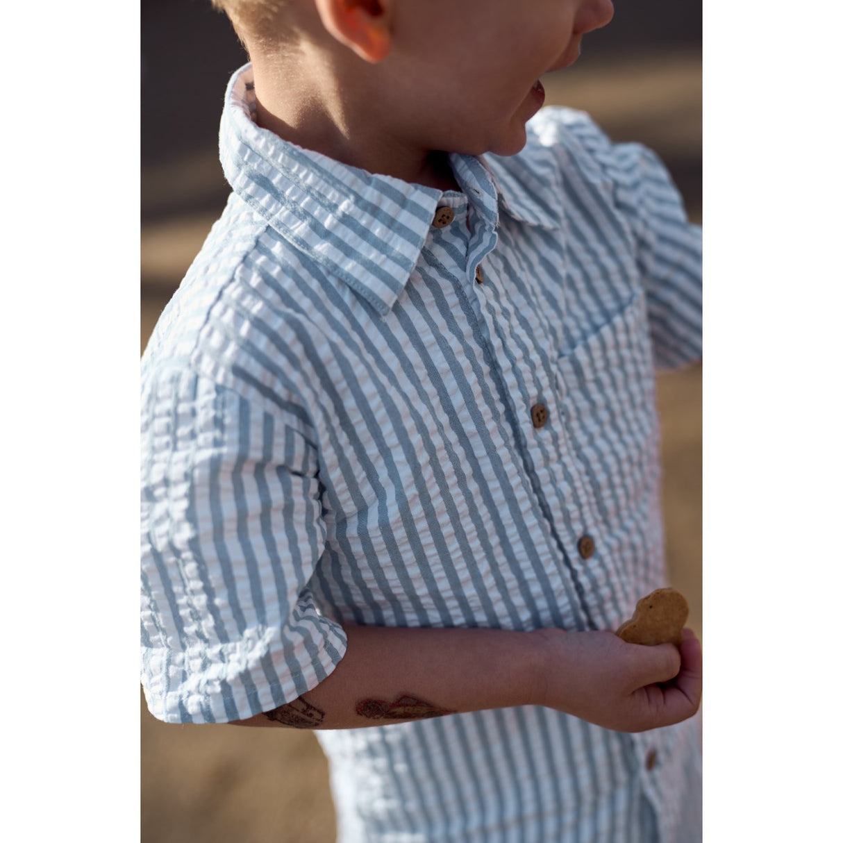 THE NEW Siblings X Luksusbaby Blue Fog Striped Ojo Skjorta