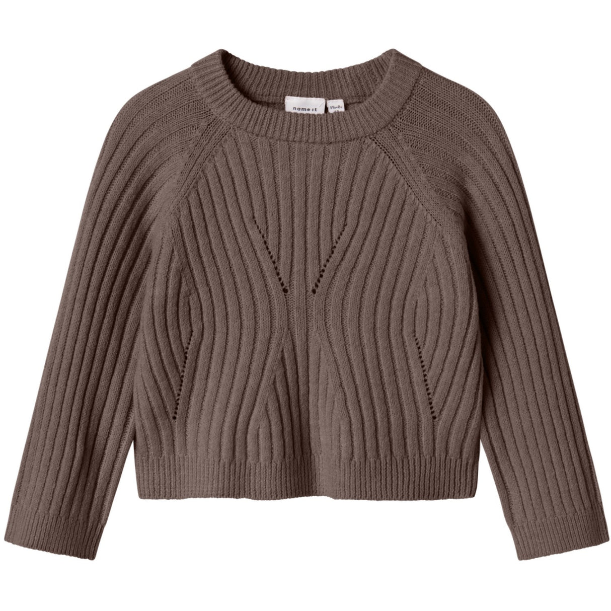 Name It Coffee Quartz Nmfrikine Ls Kort Stickad Pullover Pb