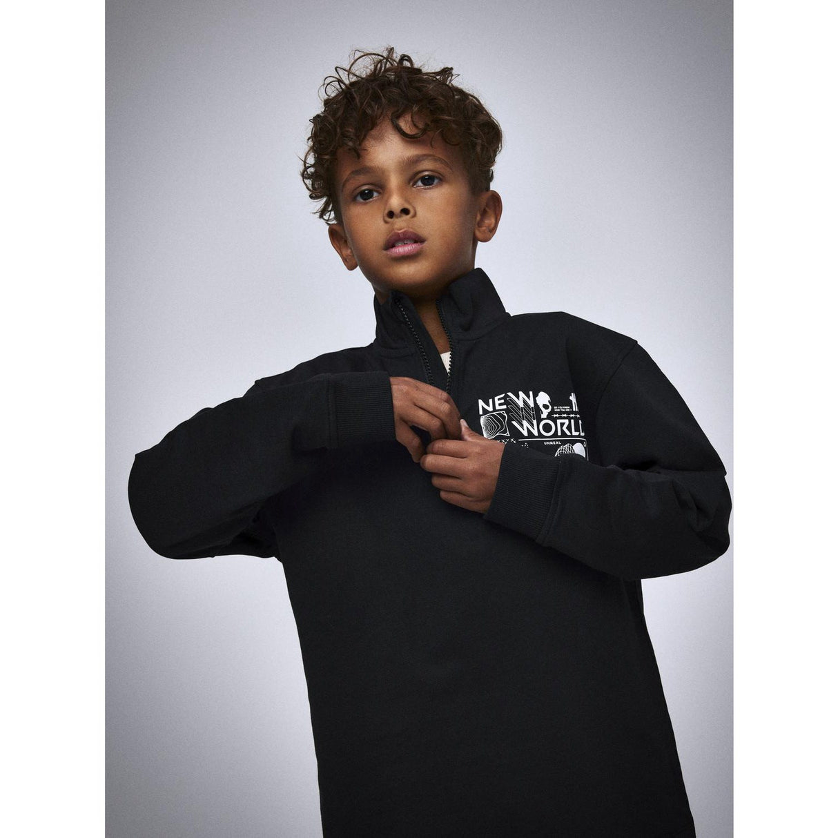 Name It Black Nkmkimba Ls Nreg Half Zip Sweat Unb