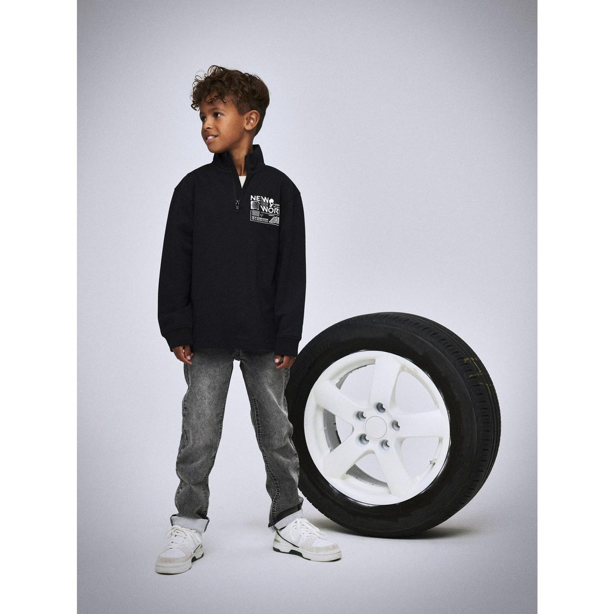 Name It Black Nkmkimba Ls Nreg Half Zip Sweat Unb