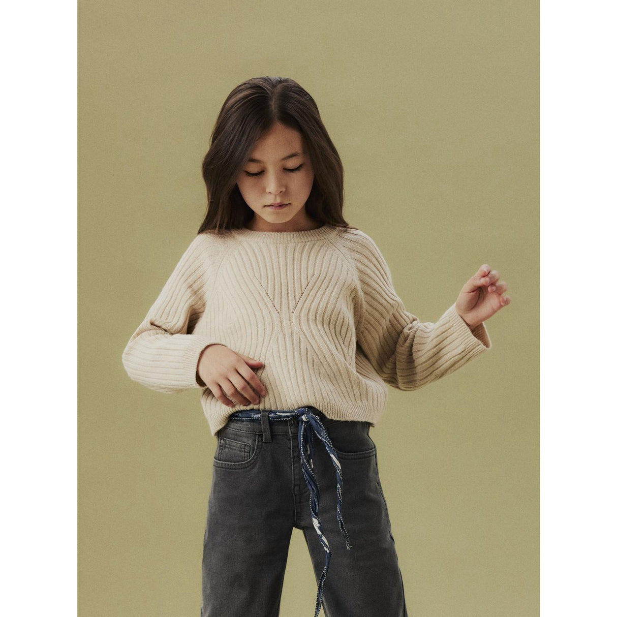 Name It Doeskin Nkfrikine Ls Kort Stickad Pullover P