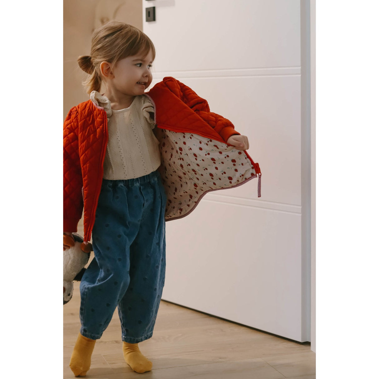 Fliink Pompeian Red Aop Kota Berry Jacka