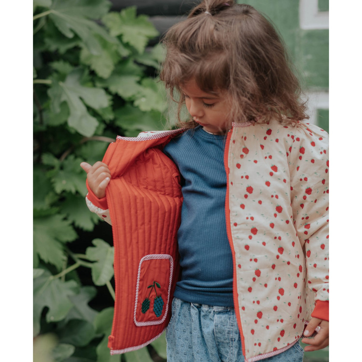 Fliink Pompeian Red Aop Kota Berry Jacka