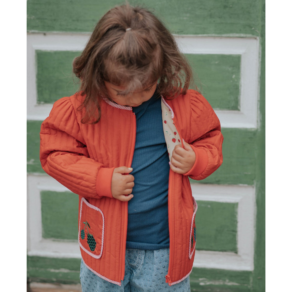 Fliink Pompeian Red Aop Kota Berry Jacka