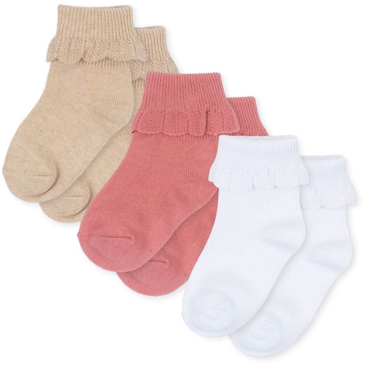 Konges Sløjd Sand/Optic White/Raspberry 3 Pack Frill Strumpor