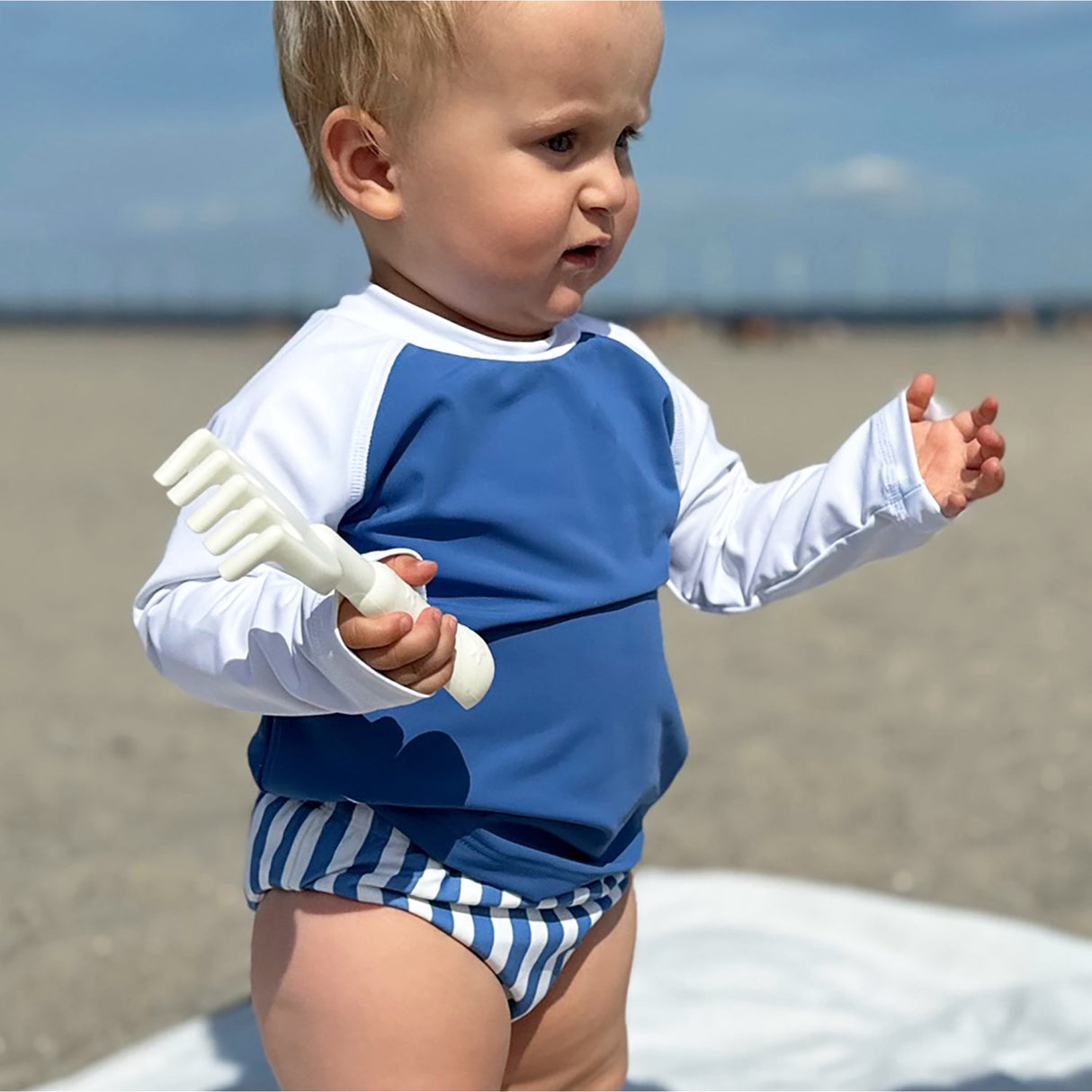 Petit Crabe Sapphire/White Raglan Uv-Skjorta L/S