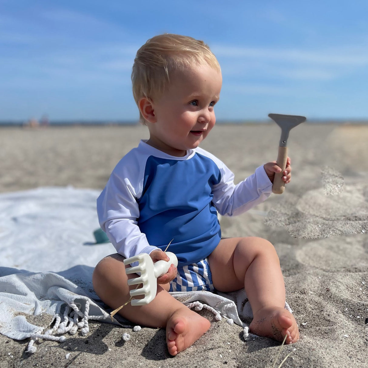 Petit Crabe Sapphire/White Raglan Uv-Skjorta L/S