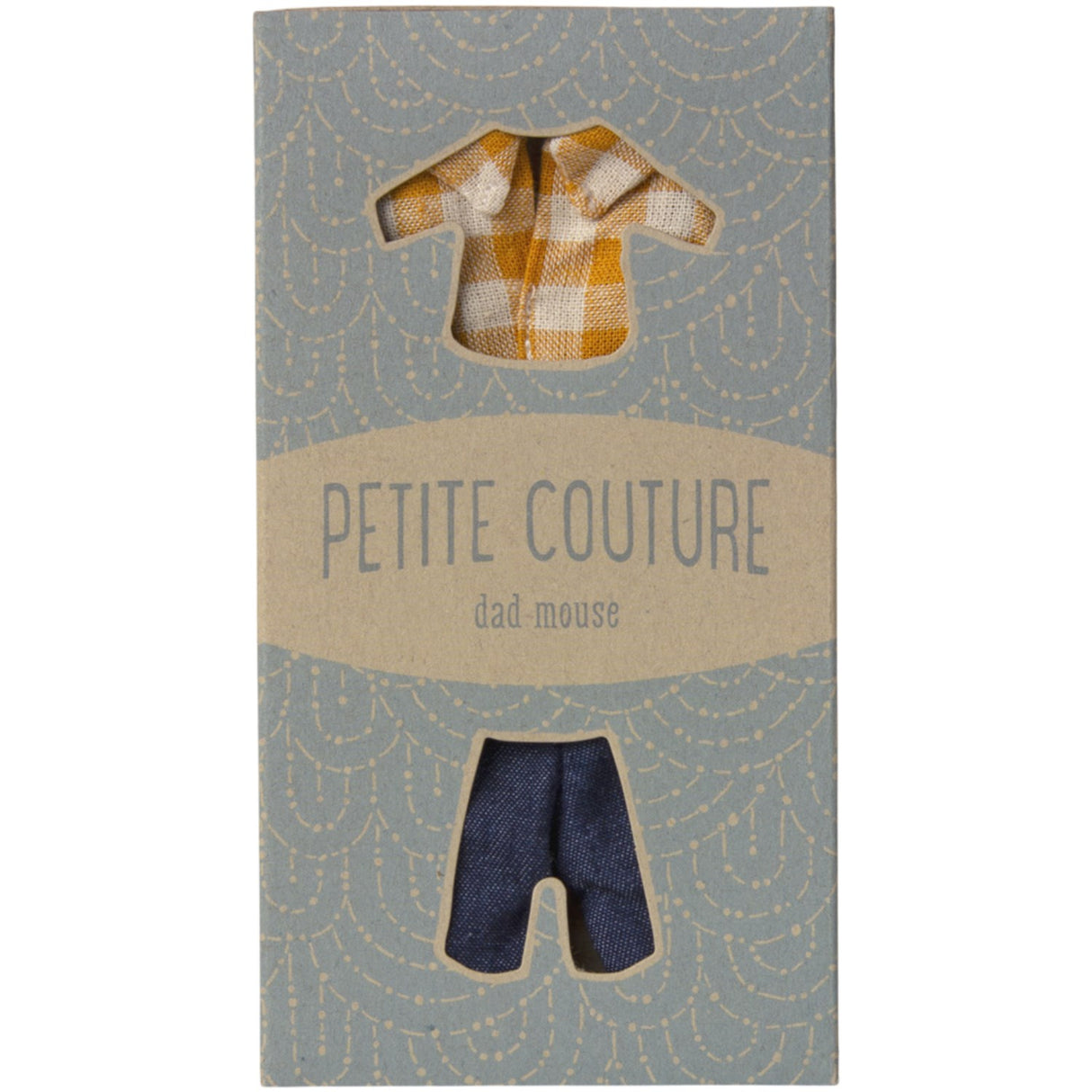 Maileg Yellow Checked Skjorta Och Pants, Dad Mouse