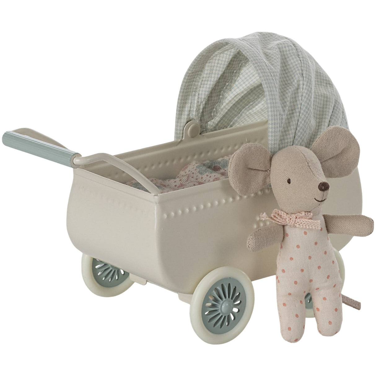 Maileg Sittvagnar Med Baby Mouse - Mint