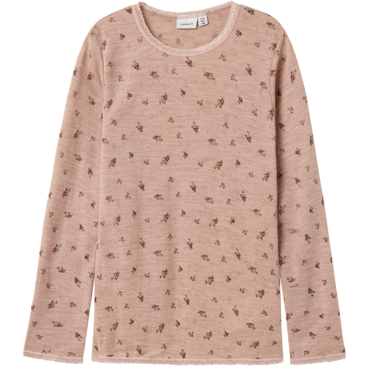 Name It Shadow Gray Small Flowers Nkfwang Ull Needle Ls Topp