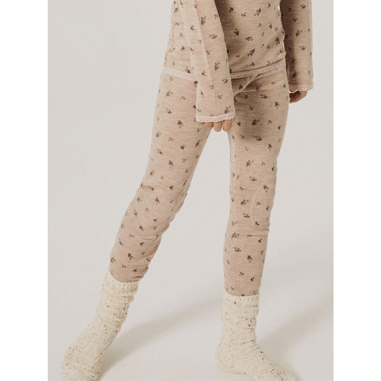Name It Shadow Gray Small Flowers Nkfwang Ull Needle Leggings