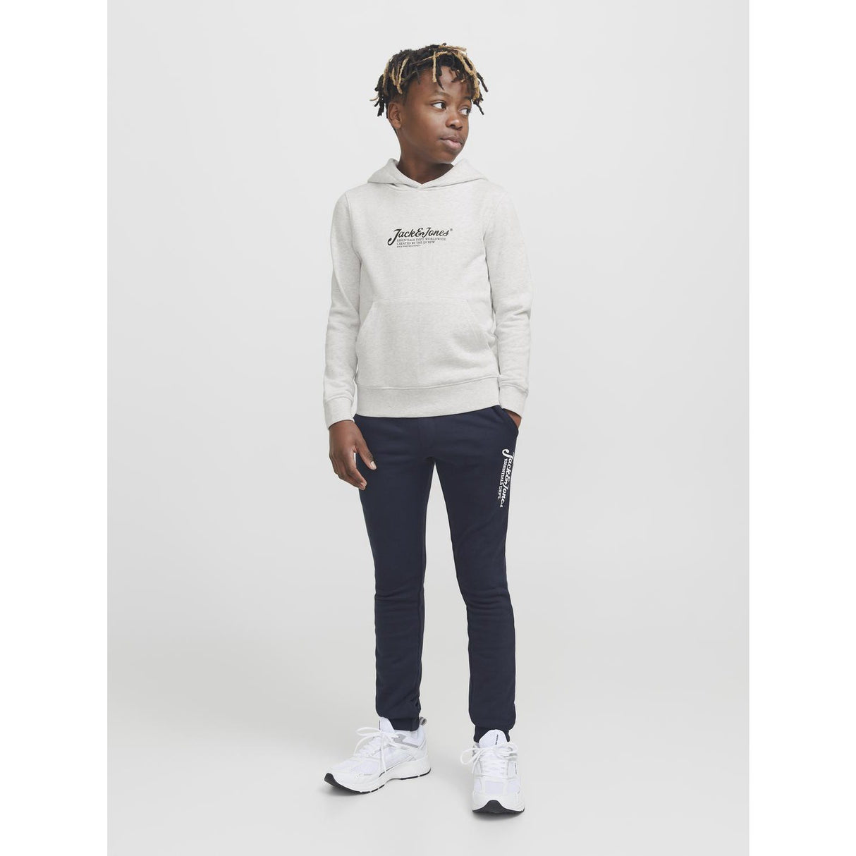 Jack & Jones Junior White Melange Jjbeau Sweat Huva Jnr