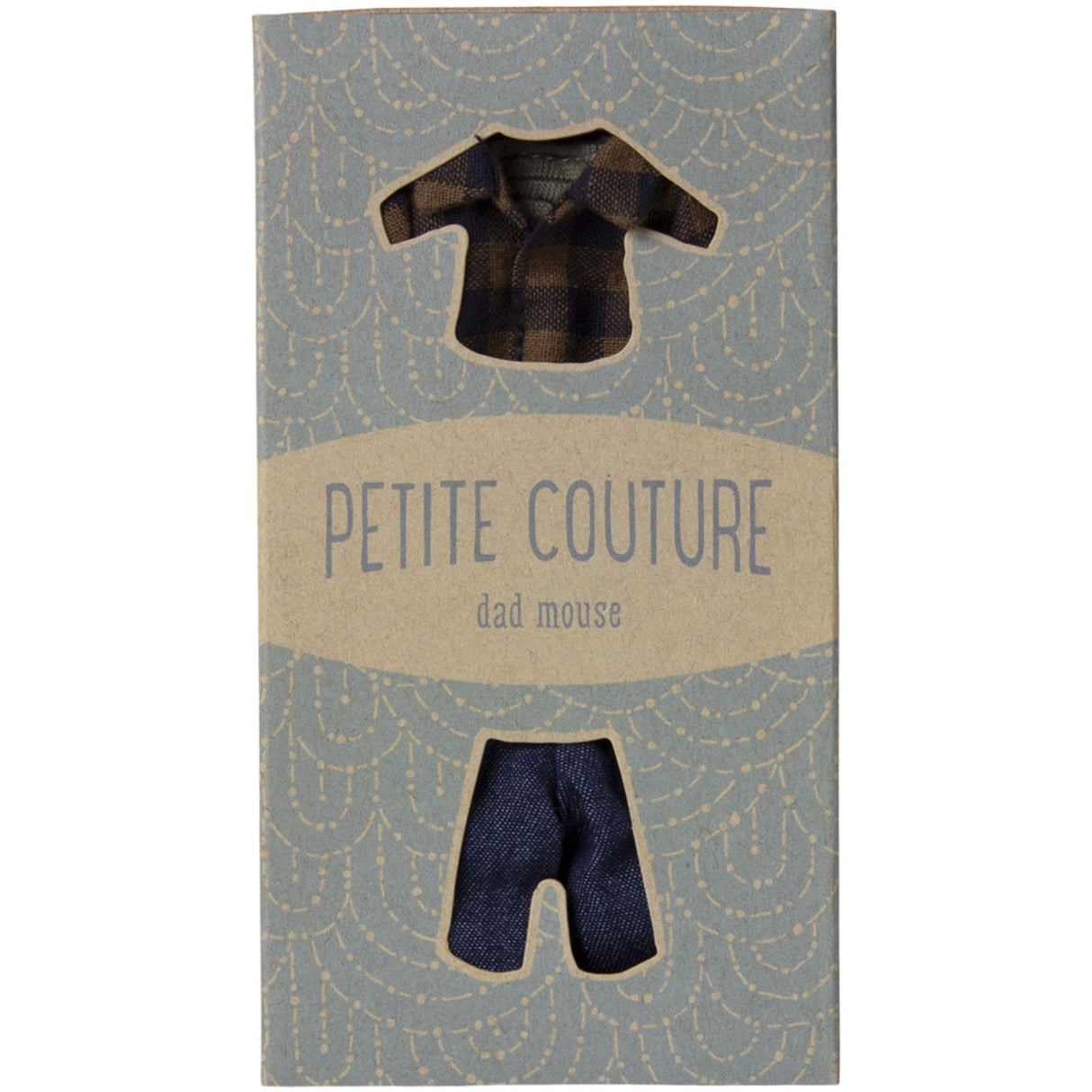 Maileg Brown Checked Skjorta Och Pants, Dad Mouse